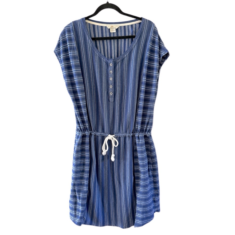 Bob Timberlake Women’s Cotton Striped Mini Dress With Tie At Waist Size XL